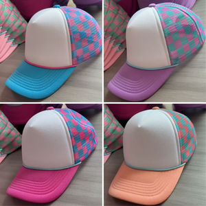 Personalizado bordado Win Logo deportes al aire libre a cuadros 5 paneles Snapback gorras de béisbol Checker espuma malla gorras de camionero - Product Image 1