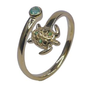 แหวนเต่ามรกตเงินสเตอร์ลิง925ชุบทองแบบคลาสสิกสำหรับงานแต่งงานและงานปาร์ตี้ - Product Image 5