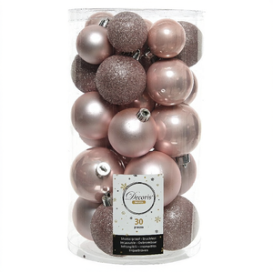 Ensemble de boules de Noël en plastique rose poudré Amicasa (30 pièces) 9022937 Ornement pour décorations de fêtes - Product Image 2