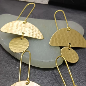 Wholesale Hammered Brass <b>Huggie</b> Earrings Handmade Boho Statement Jewelry Gold Plated - Product Image 1