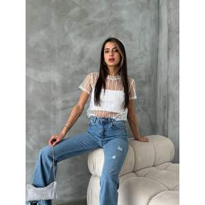 Topshow Cream <b>Sequined</b> Tulle <b>T</b>-<b>shirts</b> Wholesale Product with Sequin Fabric - Product Image 3