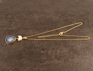 Collar con colgante de perlas y Geode Natural para mujer, cadena de Cable chapada en oro, joyería fina - Product Image 4