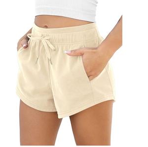 Venta al por mayor de peso pesado 100% algodón polar Yoga desgaste verano ejercicio correr gimnasio pantalones cortos transpirables pantalones cortos de sudor para las mujeres - Product Image 1