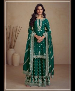 Indian Cotton Salwar Kurta for Women in Hot Lawn Party Wear Design with Stylish 3 Piece Dupatta and Classic Robe - Product Image 2