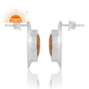 Nuevo diseño de patrón, pendiente de piedra preciosa amarilla de ojo de tigre Natural de plata esterlina, joyería personalizada para mujer, regalo para ella - Product Image 4