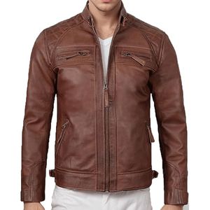 เสื้อแจ็คเก็ตมอเตอร์ไซค์หนังสีดำสำหรับผู้ชาย ขายดี พร้อมแผ่นป้องกัน CE ระบายอากาศได้ เหมาะสำหรับการเดินทางและการขับขี่ - Product Image 4