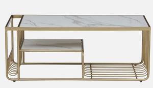 โต๊ะโชว์หินอ่อนขนาดใหญ่ในห้องนั่งเล่นโต๊ะโลหะทันสมัยโต๊ะวางกลางโต๊ะข้างโซฟาสำหรับตกแต่งบ้าน - Product Image 3