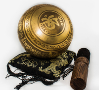 Ensemble complet de bols chantants tibétains religieux en bronze sculptés à la main pour la méditation et le yoga, avec mallette et coussin pour une sérénité accrue