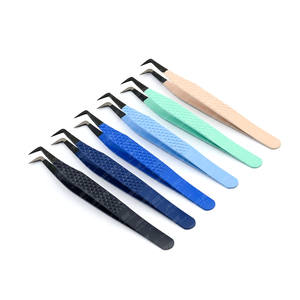 Pinzas de extensión de pestañas con punta de fibra ligera al por mayor pinzas de arranque de volumen pinzas de pestañas de 90 grados de acero inoxidable japonés - Product Image 3