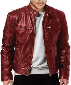 Men Coffee Brown Customized Full Grain Leather <b>Genuine</b> Sheepskin Hooded Jacket Biker Bomber Leather Jacket High Quality - Product Image 3