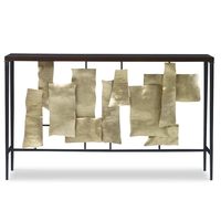 Table console moderne minimaliste en métal et marbre, hauteur réglable, finition noire, pour entrée, salon, hôtel