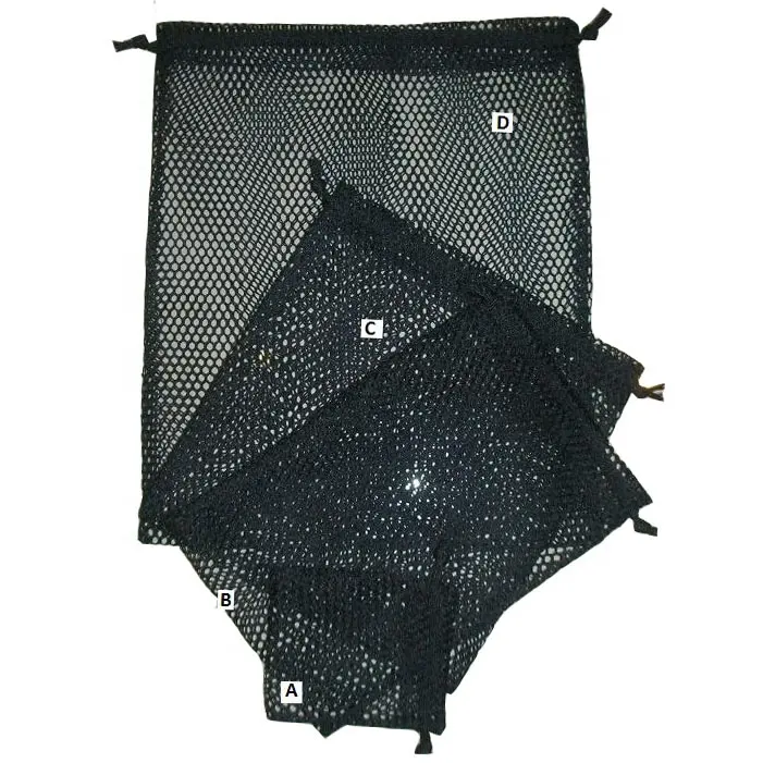 OEM 서비스 블랙 시스루 재사용 가능한 폴리에스터 메쉬 그물 드로스트링 보관 포장 파우치 가방 맞춤형 PVC 로고 라벨