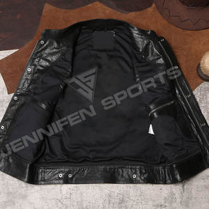 Motorcycle <b>Leather</b> <b>Vest</b> Winter Breathable Made Genuine Cowhide <b>Leather</b> Front Chest Side Pockets Zipper Buttons Closing Cotton - Product Image 6