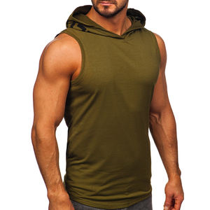 Camiseta sin mangas de gimnasio con capucha para hombre con logotipo personalizado Tela transpirable ecológica Estilo de calle principal Servicios OEM - Product Image 4