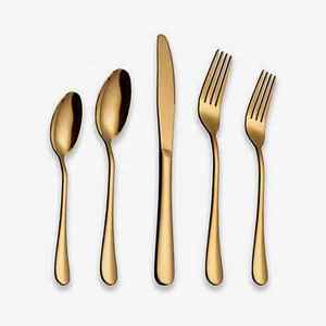 Ensemble de couverts en acier inoxydable plaqué or, design torsadé, couverts durables, résistants à la rouille, acier miroir, spécial repas - Product Image 5