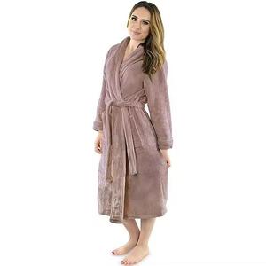 2025 printemps vêtements de nuit Double couche fil froissé confortable peau amical peignoir décontracté longue Robe pour les femmes - Product Image 1