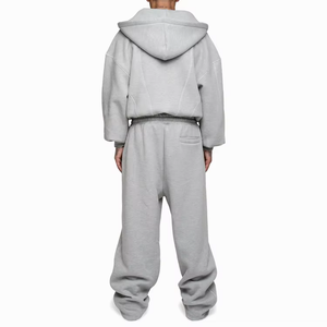 Pantalones de chándal y Sudadera con capucha de algodón 100% holgados bordados personalizados de alta calidad, chándal Unisex, chándal acampanado de gran tamaño para hombre - Product Image 2