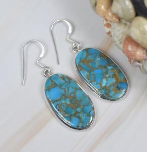 ทองแดงสีฟ้าเทอร์ควอยซ์ 925 เงินสเตอร์ลิงอัญมณีจี้ต่างหูชุดเครื่องประดับเดือนธันวาคม Birthstone ของขวัญสําหรับวันครบรอบ - Product Image 4