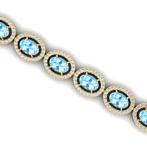 Estilo de moda 2025 Piedra preciosa de Aguamarina natural y pulsera de tenis de Diamante Real 14K Oro sólido Joyería fina Pulsera Regalo para ella - Product Image 3