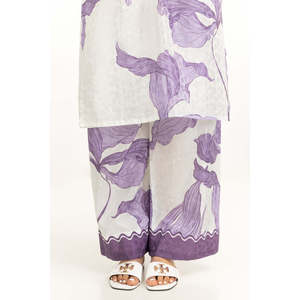 Ensemble coordonné décontracté pour femmes en viscose blanche jacquard imprimé, tenue en crêpe deux pièces printemps/été - Product Image 3