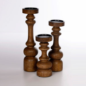 Candelabros Decorativos de Madera, Portavelas Artesanales de Madera de Mango, Portavelas de Madera Rústica para Sala de Estar - Product Image 3