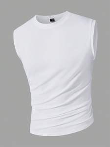 Top Selling Plus Size Men's Tank Top Comfortable Fit Breathable Knitted Crew Neck Plain OEM Supply for Adults - Product Image 4