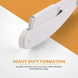 Maquinilla de afeitar profesional de peluquero de borde recto de seguridad con paquete de 100 cuchillas-100 por ciento de acero inoxidable (blanco) - Product Image 3