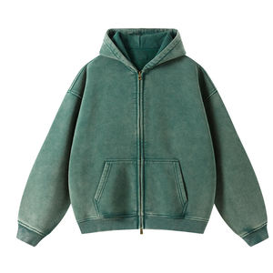 Sweat à capuche personnalisé de haute qualité avec poches lavées à l'acide fermeture éclair vintage sweats à capuche - Product Image 1