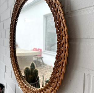 MEILLEURE VENTE tissé à la main Style Vintage Made-in-Vietnam Matériau écologique Rotin Rond Tenture Miroir Cadre - Product Image 3