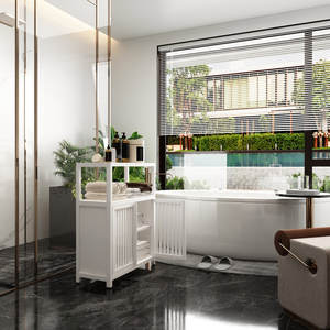 Meuble de rangement en bambou de grande capacité avec étagères pour salle à manger, salon et salle de bain - Product Image 6