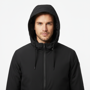 Chaqueta deportiva Softshell de invierno de diseño 2024 de alta calidad para hombre, cortavientos informal con cremallera, larga, fina, teñida, impermeable, con capucha alta - Product Image 2