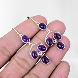 925 plata esterlina sólida Spinner amatista pendiente joyería de plata piedra preciosa colgante para mujeres niñas diseño de tendencia pendiente de plata - Product Image 1