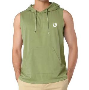 Hiver Hommes Pullover Sleeveless French Terry Hoodies Design personnalisable Plain Dyed Breathable Windproof Cotton Blend for Gym - Product Image 1