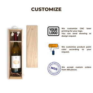 Boîte-cadeau de stockage de whisky de bouteille unique de luxe Premium bambou en bois verni avec gaufrage laser personnalisé - Product Image 4