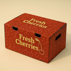 Hộp bao bì anh đào in tùy chỉnh có tay cầm để vận chuyển trái cây - Product Image 2