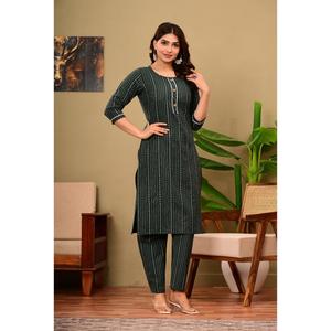 Kurti largo de longitud completa elegante de calidad asegurada para mujer 100% algodón estilo étnico indio encaje precio al por menor con descuento - Product Image 1