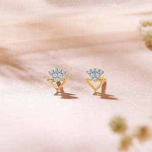 Boucles d'oreilles clous en or 14 carats Trevaya Shine avec zircon ou moissanite, plaquées or rose et or blanc, bijoux de fiançailles - Product Image 1