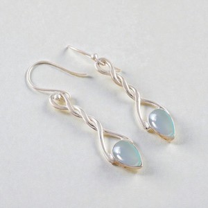 925 Sterling <b>Silver</b> <b>Earrings</b> Blue Chalcedony Gemstone <b>Hoop</b> Design for Wedding Gift Party Wholesale Price Jewelry - Product Image 2