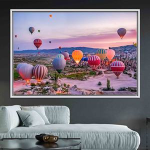 Cappadocia Sunrise Balloon Canvas Print - Goreme Landscape Wall Art,WHITE <b>FRAMED</b> CANVAS - Product Image 1