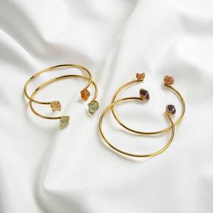 <b>Solid</b> Silver Rough Rose Quartz Gemstone cuff <b>Bangle</b> Handmade Prong Set Birthstone <b>Bangle</b> Jewelry - Product Image 3