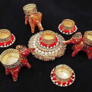 Alfombrilla de Rangoli vibrante y elegante multicolor para decoración Diwali-Diseño tradicional con portavelas-Ecológico y duradero - Product Image 3