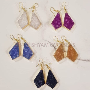 Design classique pierres brutes sucre Druzy boucle d'oreille élégante 18k plaqué or tenue de fête bijoux artificiels crochet boucle d'oreille goujons - Product Image 6