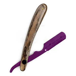 Maquinilla de afeitar recta de acero inoxidable de una sola hoja con mango de madera, maquinilla de afeitar multiusos para depilación de axilas y cuerpo facial - Product Image 2