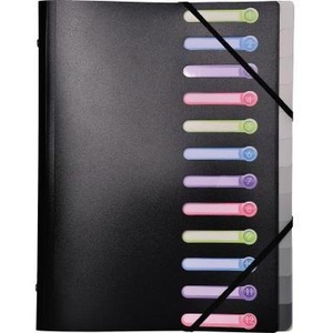 Exacompta <b>A4</b> File <b>Folder</b> 12 Transparent Compartments Black - Product Image 1