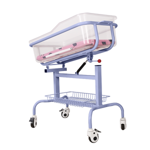 Lit de bébé inclinable <span class=keywords><strong>en</strong></span> acier inoxydable coloré, berceau d'hôpital pour nourrisson, lit nouveau-né réglable anti-reflux avec bassin <span class=keywords><strong>en</strong></span> verre organique - Product Image 2