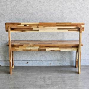 Banc en bois d'acacia GBD027 120x40cm avec dossier, design rustique moderne pour jardin, terrasse, parc, fabriqué en fonte et plastique - Product Image 6