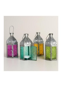 Lanterne en fer moderne et élégante pour l'extérieur, bougeoir ouragan en verre, finition mate et brillante, parfait pour les patios, les jardins et les fêtes - Product Image 5