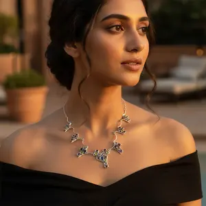 Collar Geométrico para Mujer, Plata de Ley 925 con Circonita, Chapado en Platino y Rodio, Joyería Blanca de Oro de 14K - Product Image 2