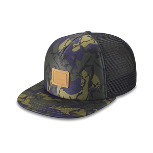 Gran oferta, gorra de camionero de 5 paneles estructurada, malla de ala plana, parche personalizado, Logo Snapback, gorra de camuflaje impresa Digital para el Deporte diario - Product Image 1