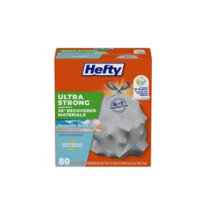 Hefty Ultra Strong Tall Bolsas de basura de cocina, 35% materiales recuperados, Seaside Breeze, 13 galones (paquete de 1, 80 unidades en total) - Product Image 4